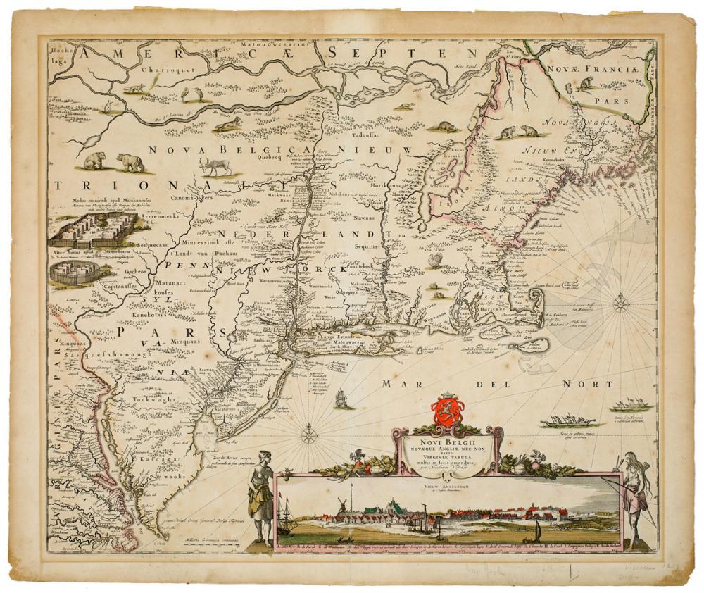 Claes Jansz and Nicolaes Visscher (Dutch, 1587-1652 and 1618-1709), Novi Belgii Novaeque Angliae nec non Partis Virginiae Tabula, ca. 1684; after 1682