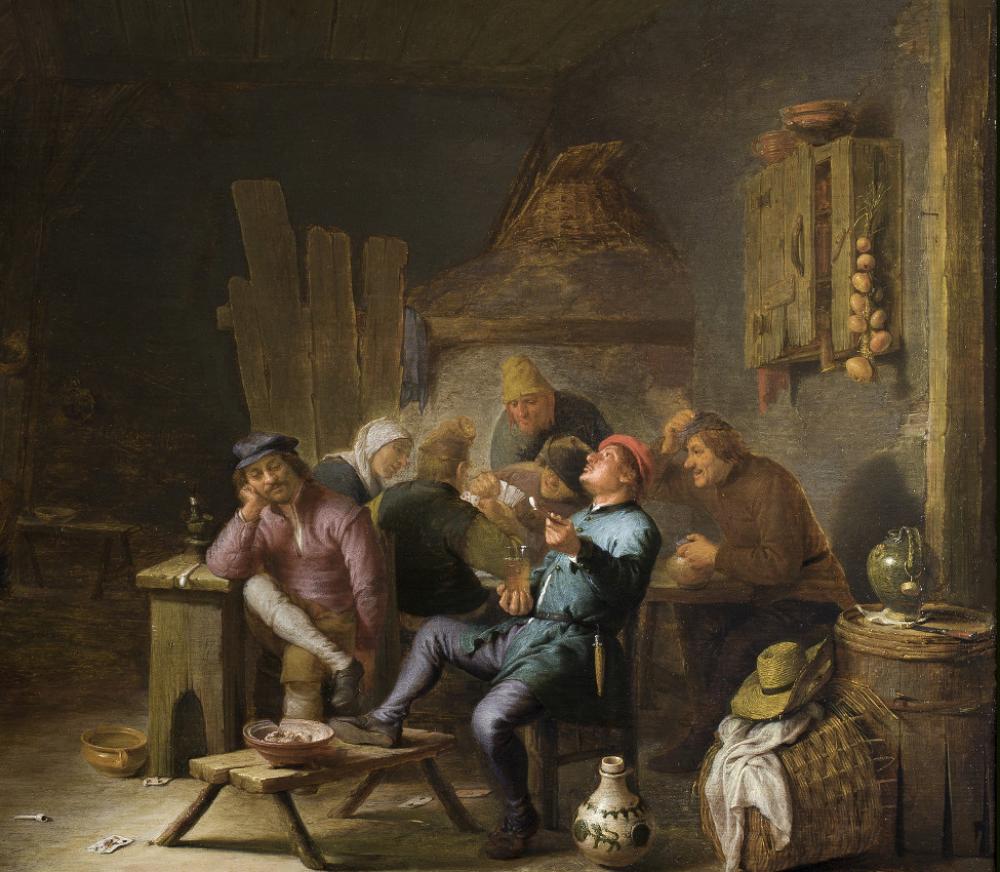 Hendrik Martensz Sorgh (Dutch, 1609/11-1670), An Inn Interior with Peasants, ca. 1641-1645 (detail)