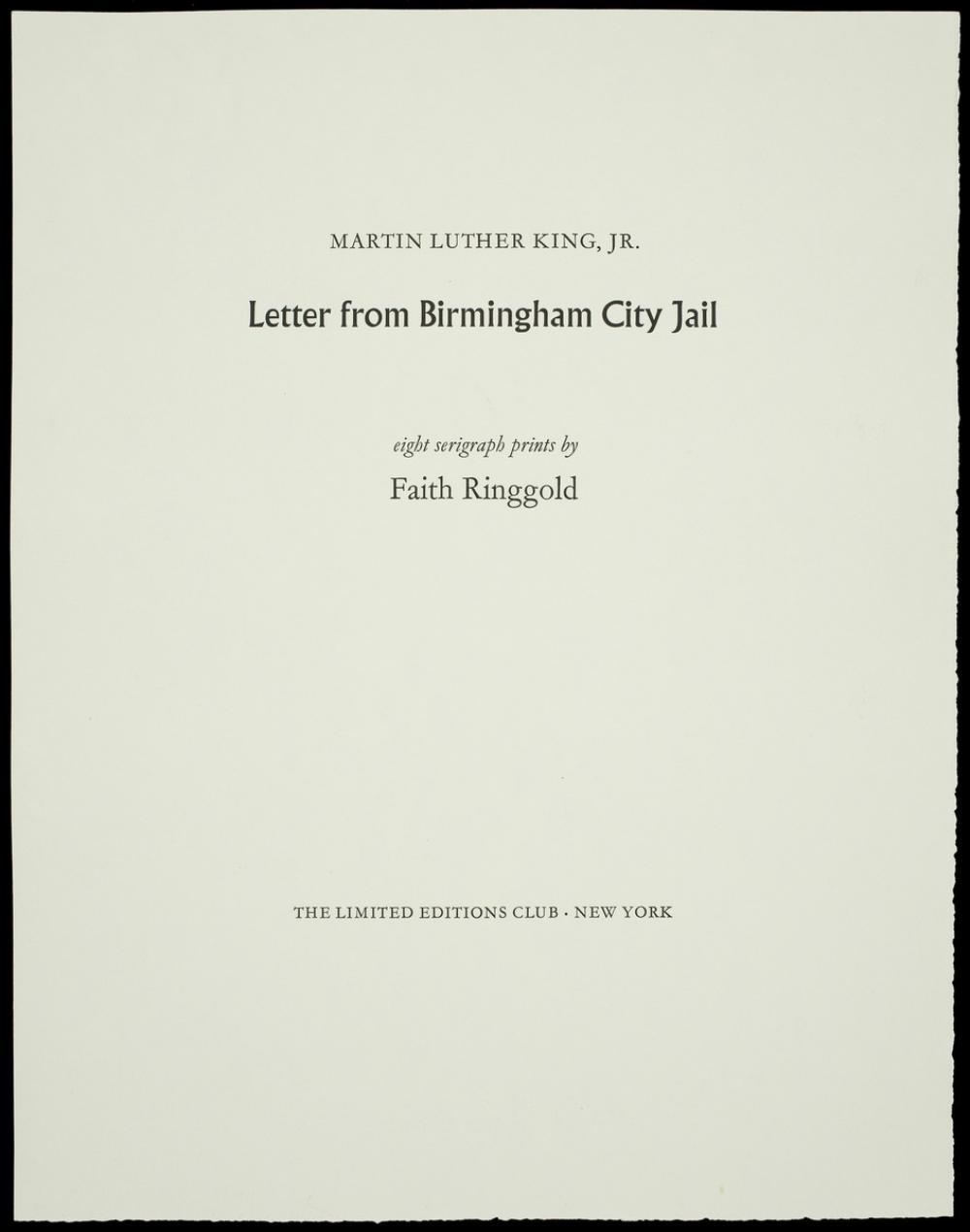 Faith Ringgold (American, b. 1930), Martin Luther King, Jr. Letter from Birmingham City Jail, 2007 Faith Ringgold (American, b. 1930), Martin Luther King, Jr. Letter from Birmingham City Jail, 2007