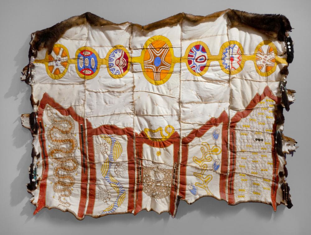 Maree & Kerri Clarke & Mitch & Molly Mahoney, Seven Sisters Possum-Skin Cloak, 2022 Maree & Kerri Clarke & Mitch & Molly Mahoney, Seven Sisters Possum-Skin Cloak, 2022