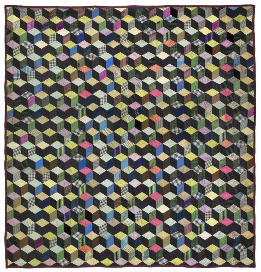 Maker unknown (American), Quilt with tumbling blocks pattern, ca. 1845-1885 Maker unknown (American), Quilt with tumbling blocks pattern, ca. 1845-1885