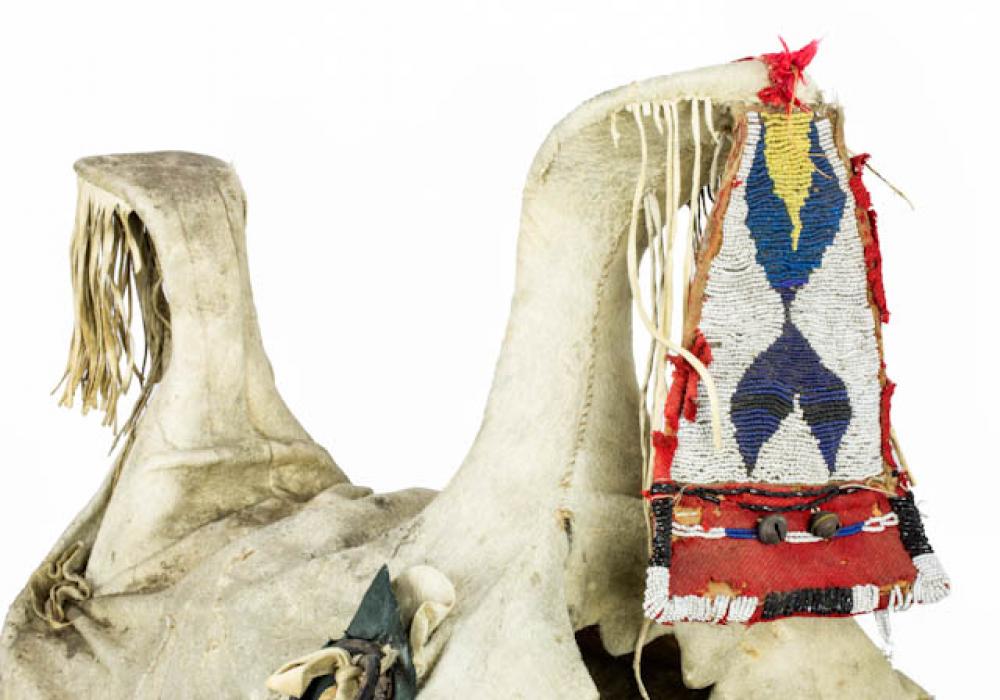 Maker Unknown (Apsáalooke, Crow), Woman's saddle with stirrups (detail), late 19th or early 20th century Maker Unknown (Apsáalooke, Crow), Woman's saddle with stirrups (detail), late 19th or early 20th century