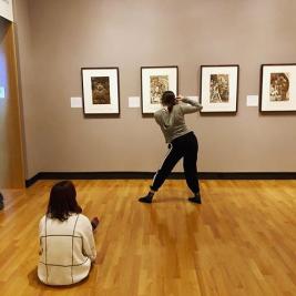 We’ve received some great visits from @mtholyoke classes in the past few weeks! Seen here are students in Terre Vandale’s “Sight-Specific Dance” class responding to @mhcartmuseum artworks through movement. #movementbasedlearning #objectbasedlearning #teachingwithart #classes