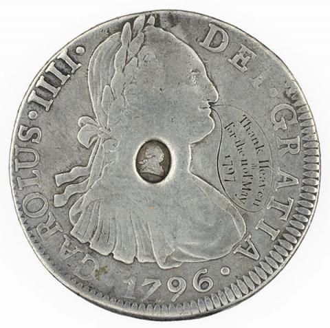 Spanish; British, 8 reales of Charles IV with George III countermark