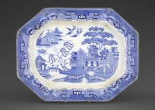 Unknown (English; British), willow pattern platter, ca. 1820