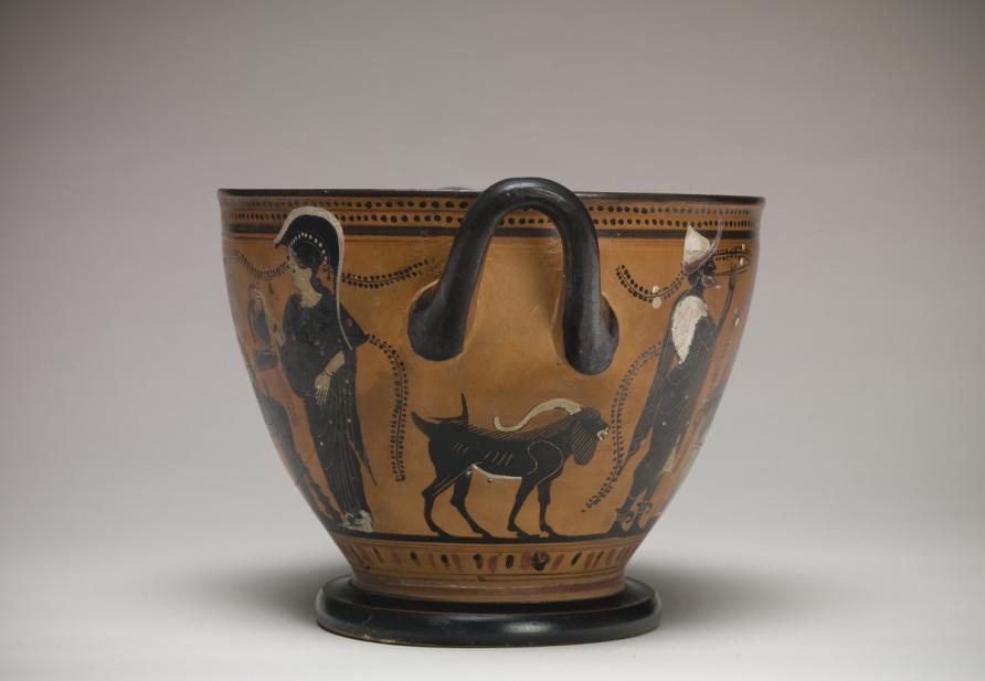Theseus Painter, Skyphos with Herakles, Athena, and Hermes