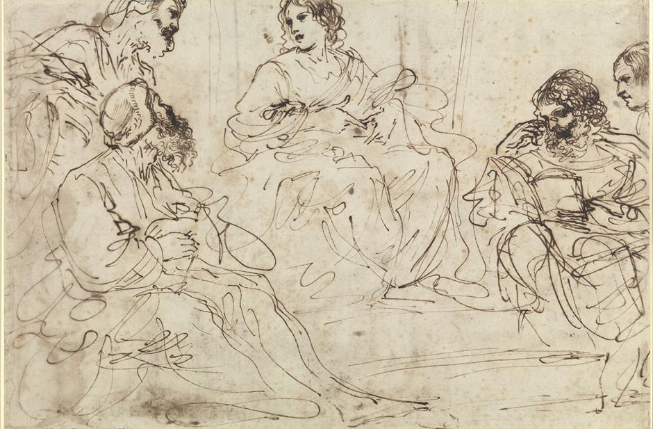 Guercino, Christ Among the Doctors, Christ Teaching in the Temple, ca. 1620-1630