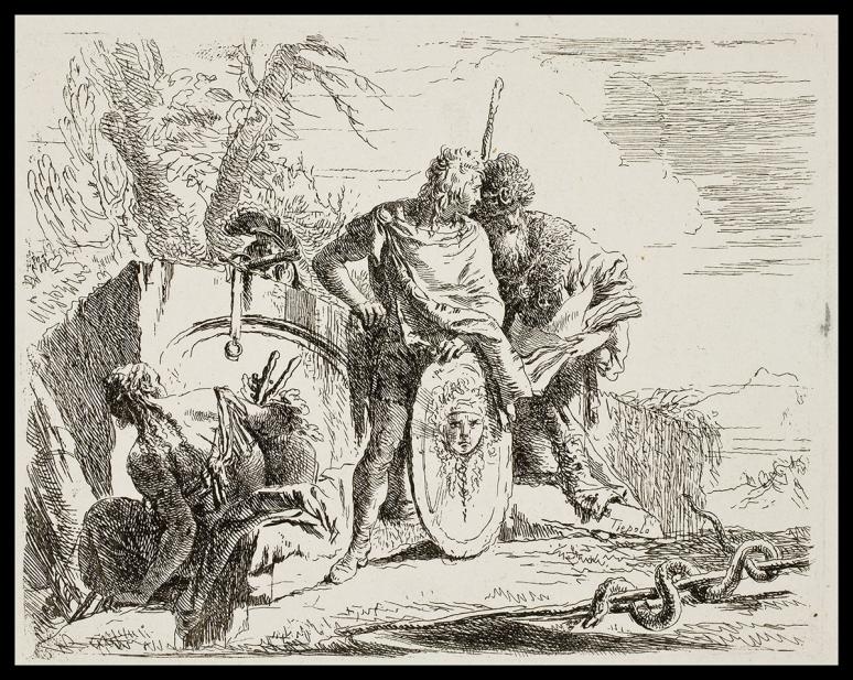 Giovanni Tiepolo, Young Soldier and the Astrologer from the series Vari Capricci Inventati ed incisi dal celebre Gio. Battista Tiepolo..., ca. 1743