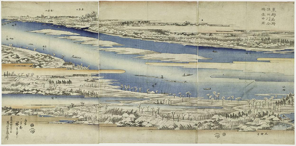 Utagawa Hiroshige I, Sumidagawa zenzu setchū kei, from series Tōto meisho