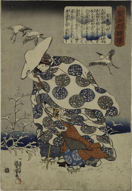 Utagawa Kuniyoshi, Tokiwa Gozen, from the series Kenjo reppu den