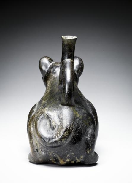 Moche, Stirrup-spouted vessel in form of feline