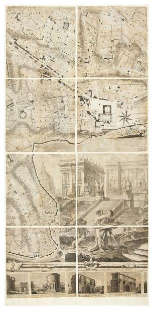 Giovanni Battista; Domenico Pronti, Nuova Pianta di Roma, 1748 Nolli map; 1795 Pronti prints