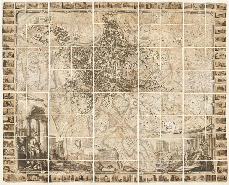 Giovanni Battista; Domenico Pronti, Nuova Pianta di Roma, 1748 Nolli map; 1795 Pronti prints