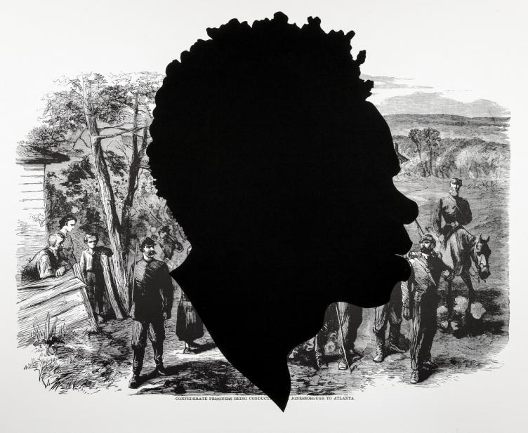 Kara Walker (American, b. 1969), Confederate Prisoners Being Conducted from Jonesborough to Atlanta, from the series Harper's Pictorial History of the Civil War (Annotated), 2005