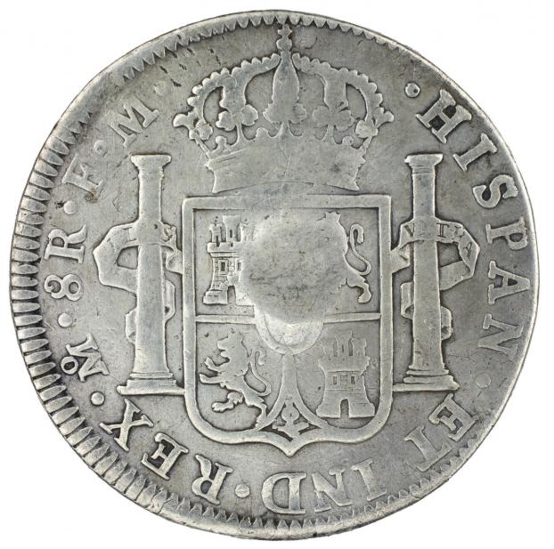 Spanish, British; 8 reales of Charles IV with George III countermark