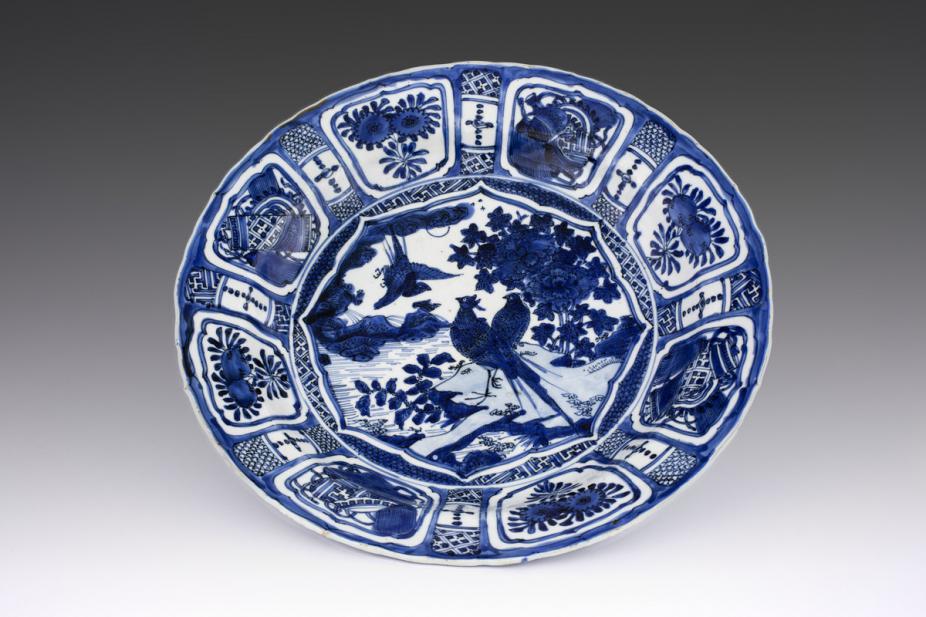 Maker Unknown (Chinese), Dish with birds and flowering peony