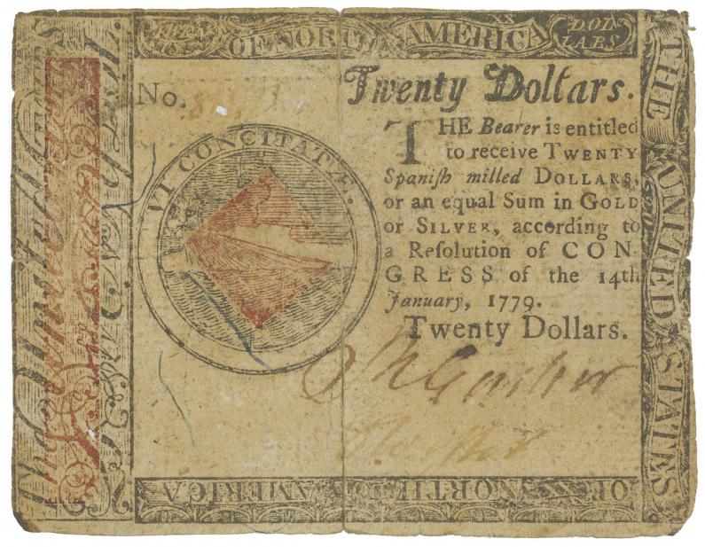 United States of America; Hall and Sellers (printers), Twenty dollar note