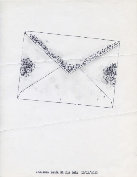 Lenka Clayton (British, b. 1977), Imagined Germs on the Mail 10/12/2020 in the series "Typewriter Drawings", 2020