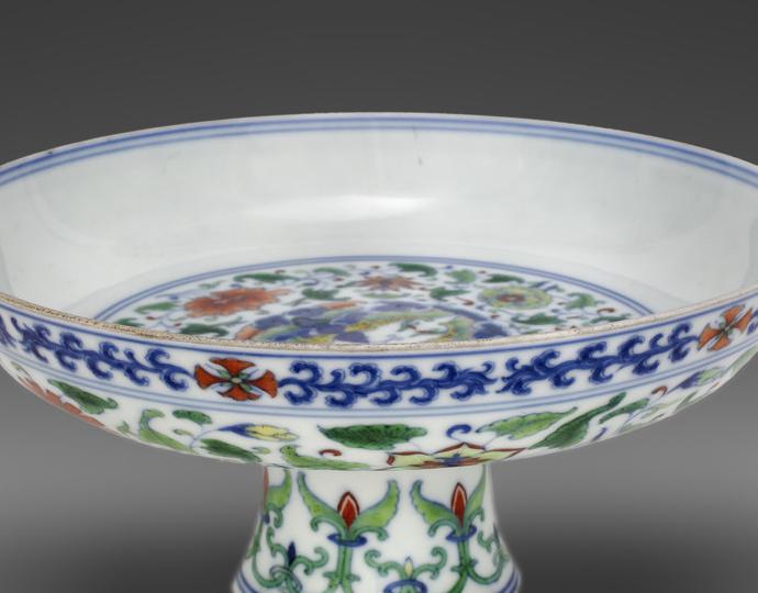 Chinese, Stem cup with "circled butterflies" decoration