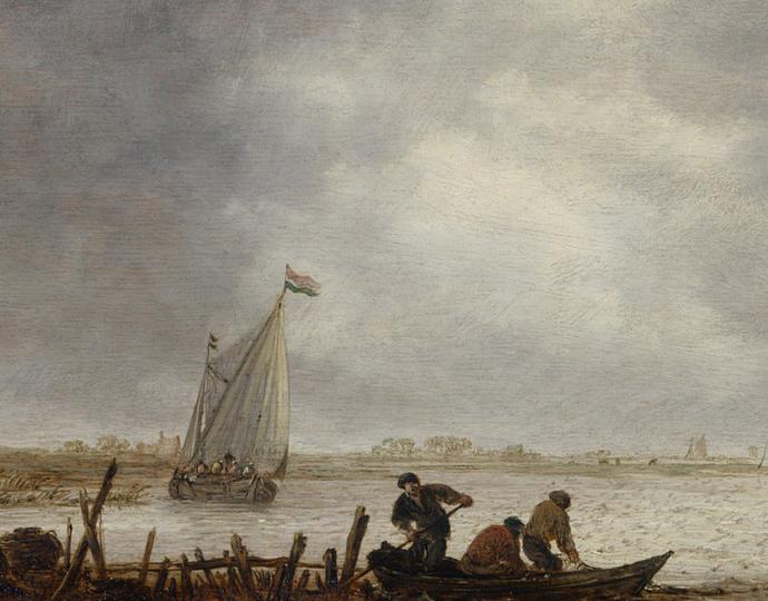 Jan van Goyen, A View of an Estuary with a Fishing Boat