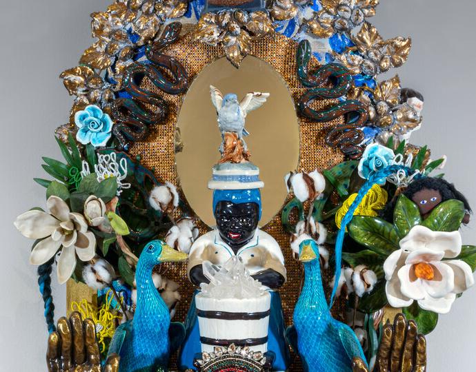 vanessa german (American, b. 1976), SKINNER AND THE WASHERWOMAN IN THE GARDEN OF EDEN, 2022