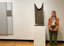 Photo of Madigan Breiding ’26 in front of Untitled by Michelle Grabner