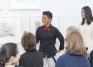 First-Year Seminar students discuss their observations of a Judy Pfaff sculpture