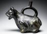 Moche, Stirrup-spouted vessel in form of feline