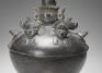 Lambayeque, Stirrup-spouted blackware vessel with Lambayeque Lord