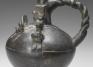 Lambayeque, Stirrup-spouted blackware vessel with Lambayeque Lord