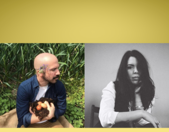 Two photos of the new faculty Lucas de Lima and T Kira Māhealani Madden on a yellow background.