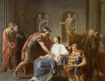 Etienne Aubry (French, 1745-1781), Les Adieux de Coriolan à sa Femme au moment qu'il part pour se rendre chez les Volsques (detail), ca. 1780