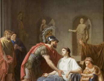 Etienne Aubry (French, 1745-1781), Les Adieux de Coriolan à sa Femme au moment qu'il part pour se rendre chez les Volsques (detail), ca. 1780