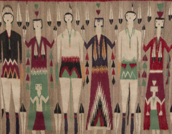 Artist unknown (Navajo), Yeibichai dancers with children (detail), ca. 1925, from the Collection of Rebecca and Jean-Paul Valette