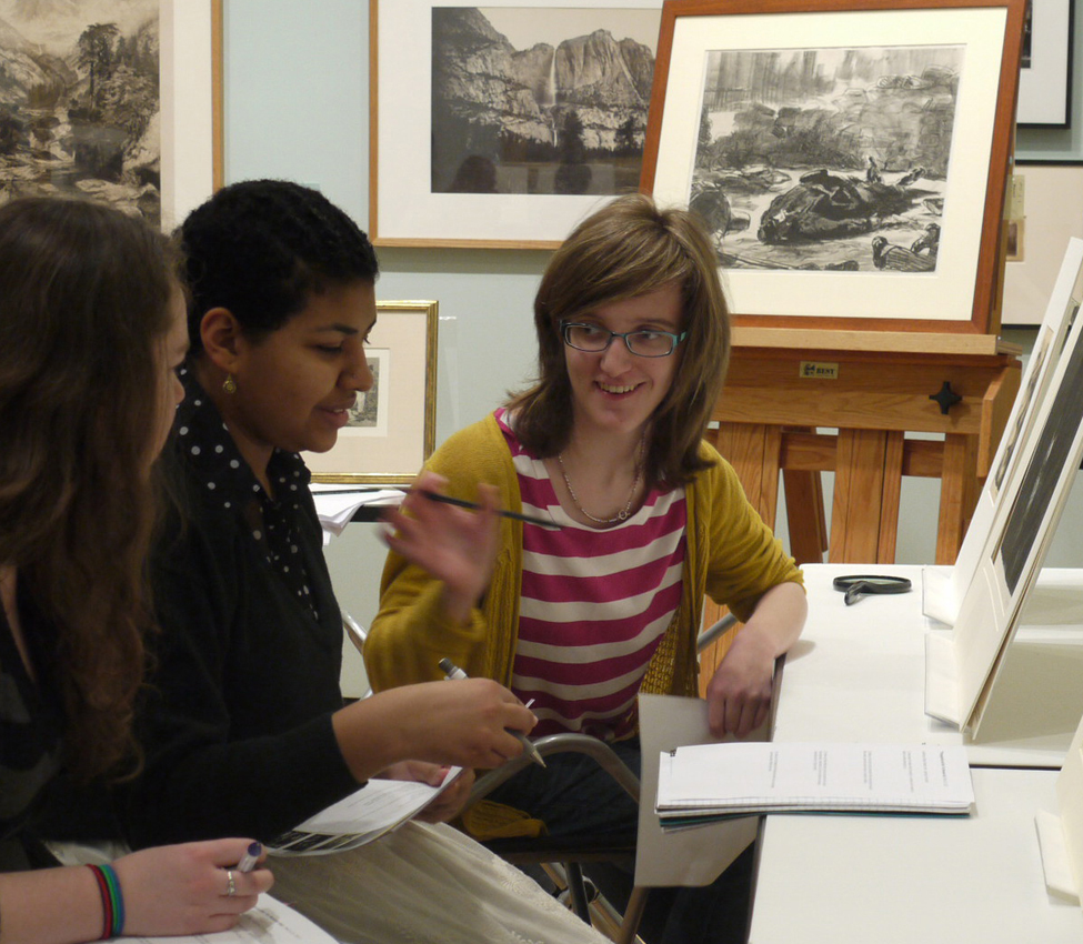 Students in the galleries