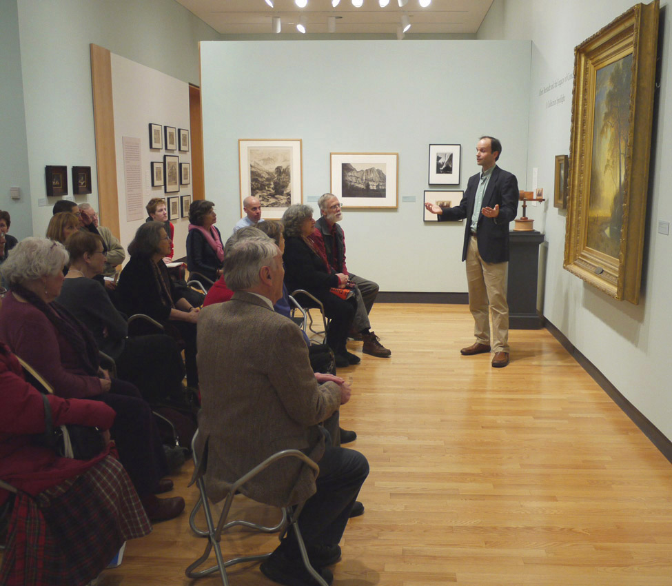 Leslie and Sarah Miller Director of the Miller Worley Center for the Environment Tim Farnham addresses the audience during a gallery talk