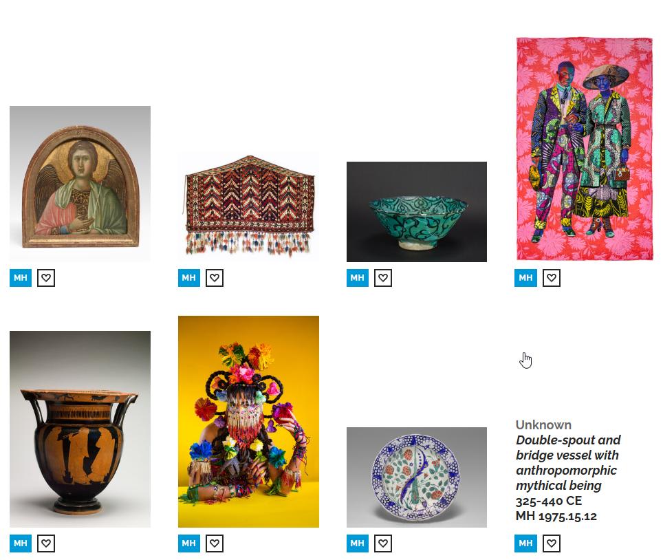 Eight art objects on a white background