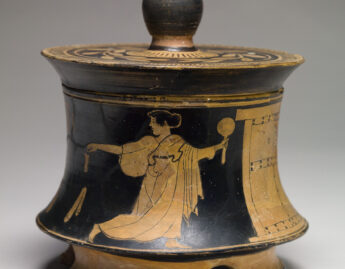 Veii Painter, Tripod pyxis, with a domestic scene