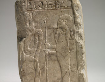 Egyptian, Stela fragment with Ptah and a cobra goddess