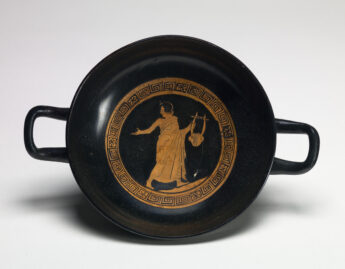 Greek, kylix showing a youth with lyre