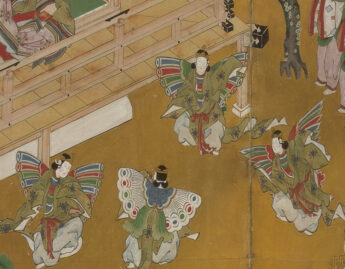 Masamitu Kano, also known as Eishunsai (Japanese, d. 1765), Six-fold screen with scenes from Tale of Genji (detail), mid 18th century
