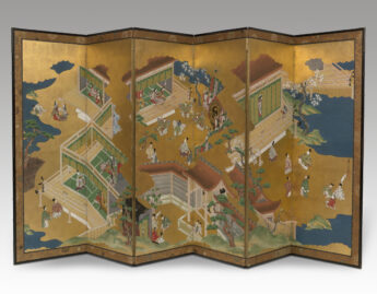 Kano, Masamitsu, Six-fold screen with scenes from Tale of Genji
