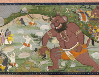 Indian, Battle between Hanuman and Kumbhakarna, from the Ramayana