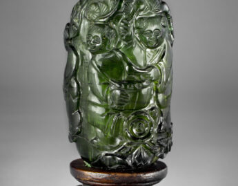Chinese, Snuff bottle with children playing drum