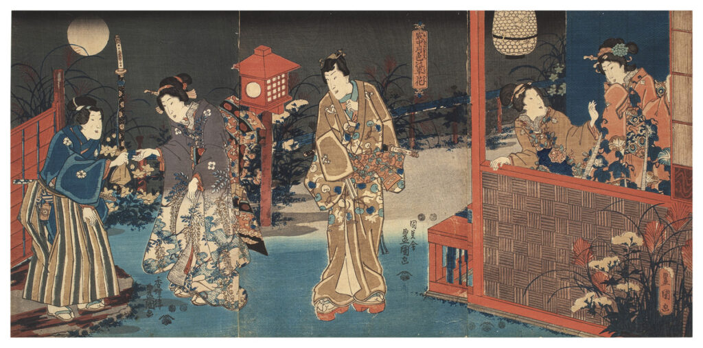 Utagawa Kunisada I (Toyokuni III), Monaka no tsuki iro no kusabana [Colorful Flowering Grasses in the Light of the Full Moon]