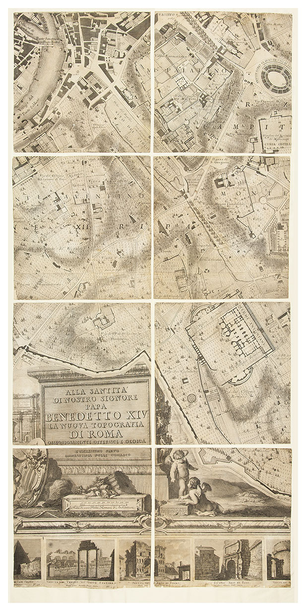 Giovanni Battista; Domenico Pronti, Nuova Pianta di Roma, 1748 Nolli map; 1795 Pronti prints