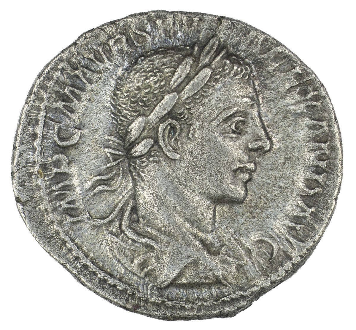 Roman, Denarius of Alexander Severus, obv.