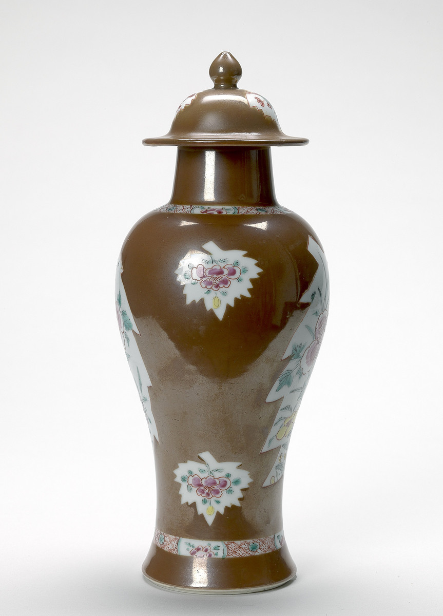 Chinese, Batavia ware baluster vase with lid