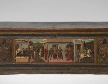 Italian, Cassone (wedding chest) with painted panel showing the Death of Lucretia