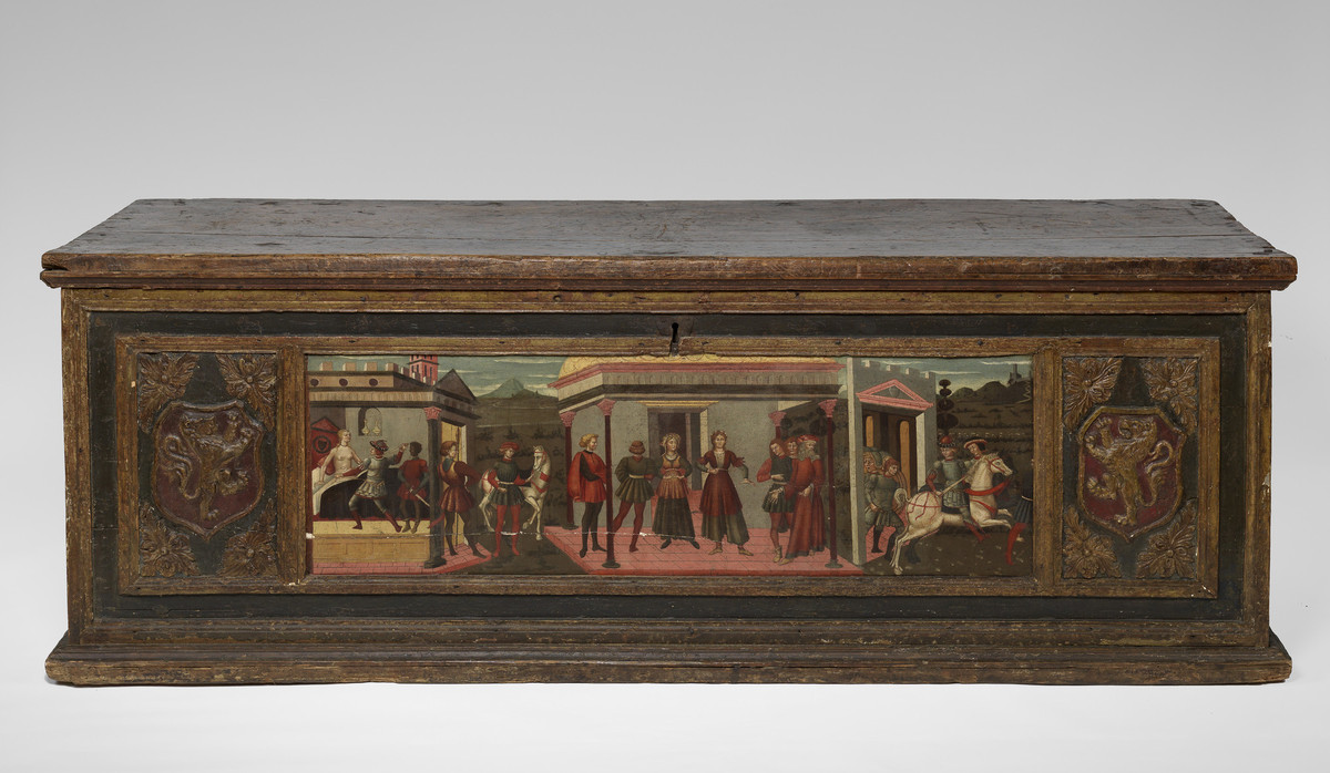Italian, Cassone (wedding chest) with painted panel showing the Death of Lucretia